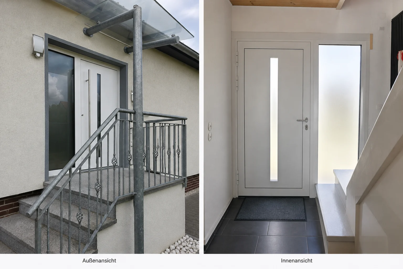 Aluminium-Haustür Außen- und Innenansicht